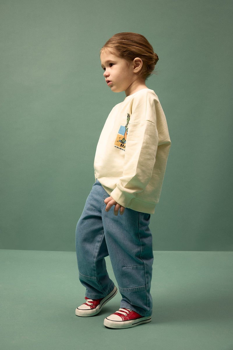 ديفاكتو سويت شيرت اولادي اوفر سايز وطبعة ديناصور - Image 3